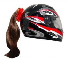 Brown Motorcycle Helmet Ponytail